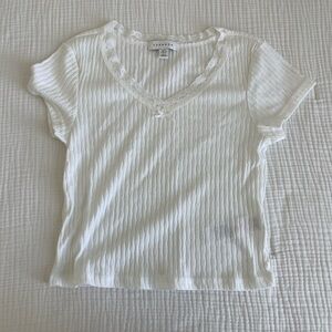 Topshop white lace bow top